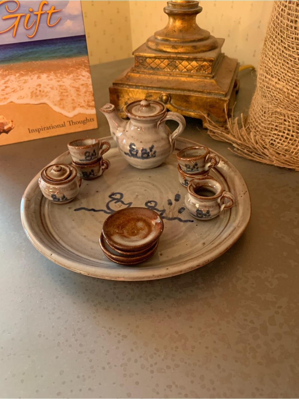 OWENS POTTERY, DUCK miniature tea set. SEAGROVE, N.C. 14 pieces. RARE!
